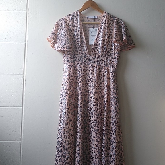 Zara Dress Peach and black - Picture 2 of 7